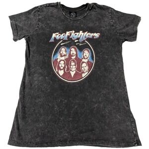 FOO FIGHTERS Black Acid Wash Cotton On The Relaxed Tee - Women XS